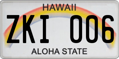 HI license plate ZKI006