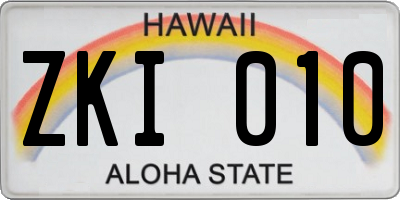 HI license plate ZKI010