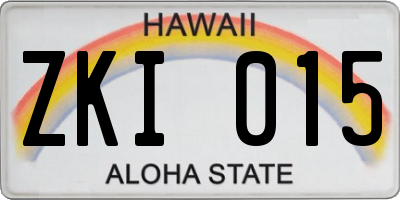 HI license plate ZKI015