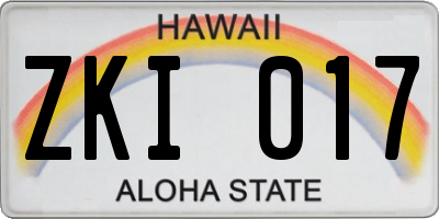 HI license plate ZKI017