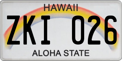 HI license plate ZKI026