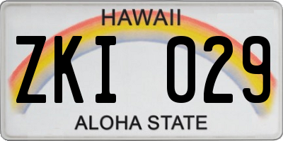 HI license plate ZKI029