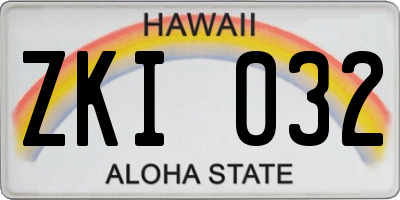 HI license plate ZKI032