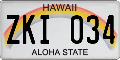 HI license plate ZKI034