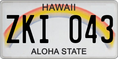 HI license plate ZKI043