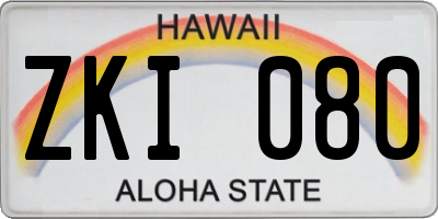 HI license plate ZKI080