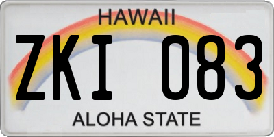 HI license plate ZKI083