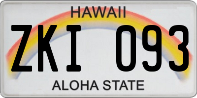 HI license plate ZKI093