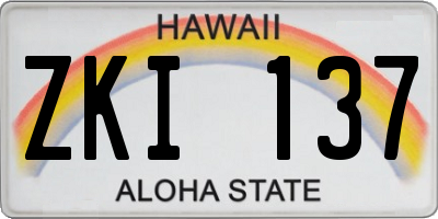 HI license plate ZKI137