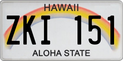 HI license plate ZKI151