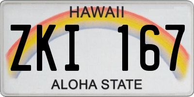 HI license plate ZKI167