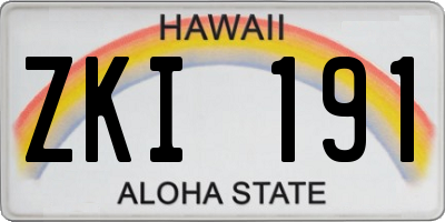 HI license plate ZKI191