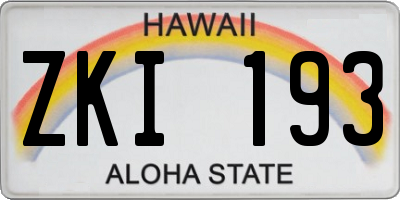 HI license plate ZKI193