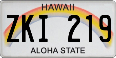 HI license plate ZKI219