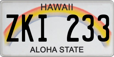 HI license plate ZKI233
