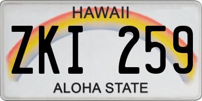 HI license plate ZKI259