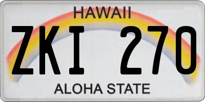 HI license plate ZKI270