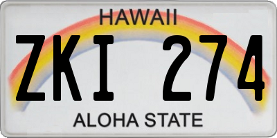 HI license plate ZKI274