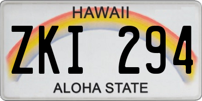 HI license plate ZKI294