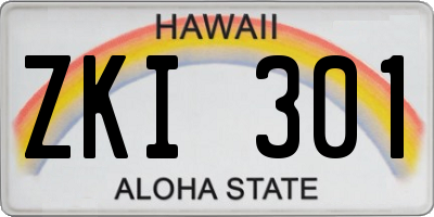 HI license plate ZKI301