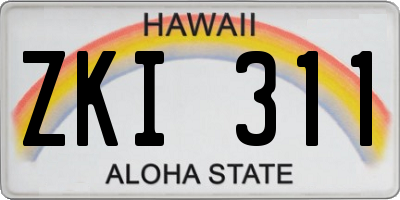 HI license plate ZKI311