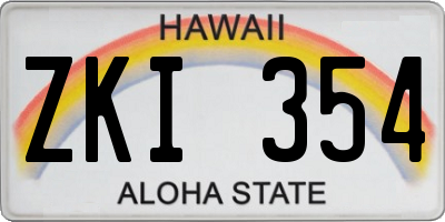 HI license plate ZKI354