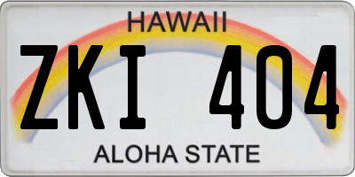 HI license plate ZKI404