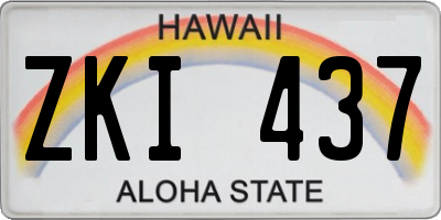 HI license plate ZKI437