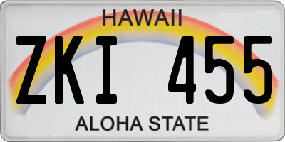 HI license plate ZKI455