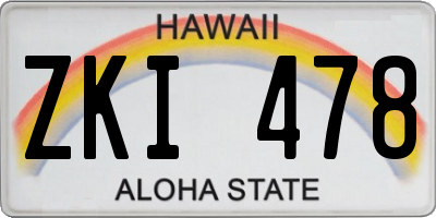 HI license plate ZKI478