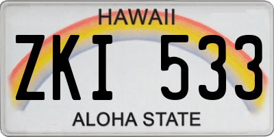 HI license plate ZKI533