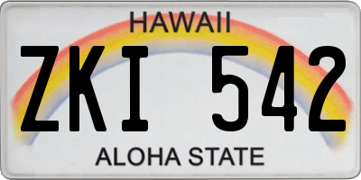 HI license plate ZKI542