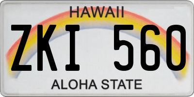 HI license plate ZKI560