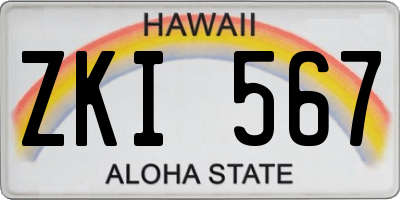HI license plate ZKI567