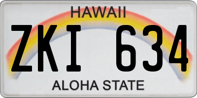 HI license plate ZKI634