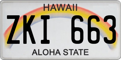 HI license plate ZKI663