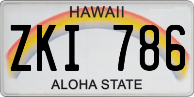 HI license plate ZKI786