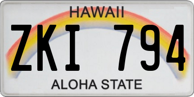 HI license plate ZKI794
