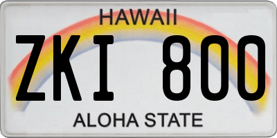 HI license plate ZKI800