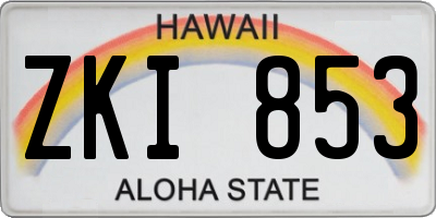HI license plate ZKI853