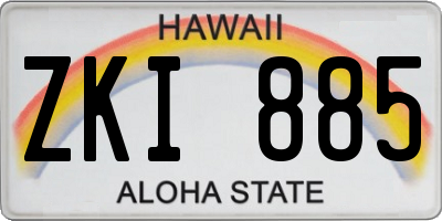 HI license plate ZKI885