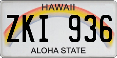 HI license plate ZKI936