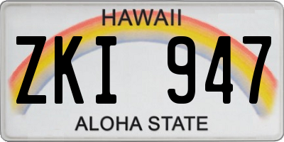 HI license plate ZKI947