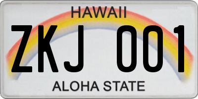 HI license plate ZKJ001