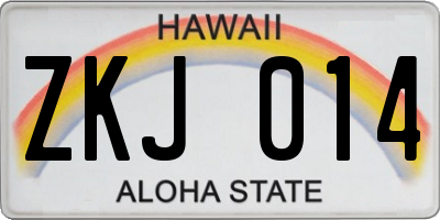 HI license plate ZKJ014