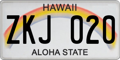 HI license plate ZKJ020