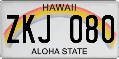 HI license plate ZKJ080