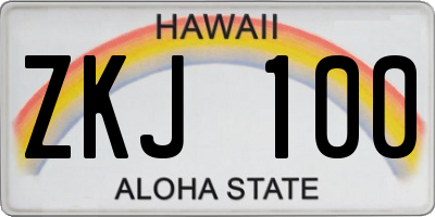 HI license plate ZKJ100