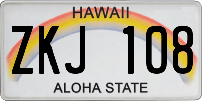 HI license plate ZKJ108