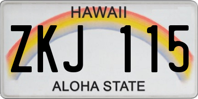 HI license plate ZKJ115